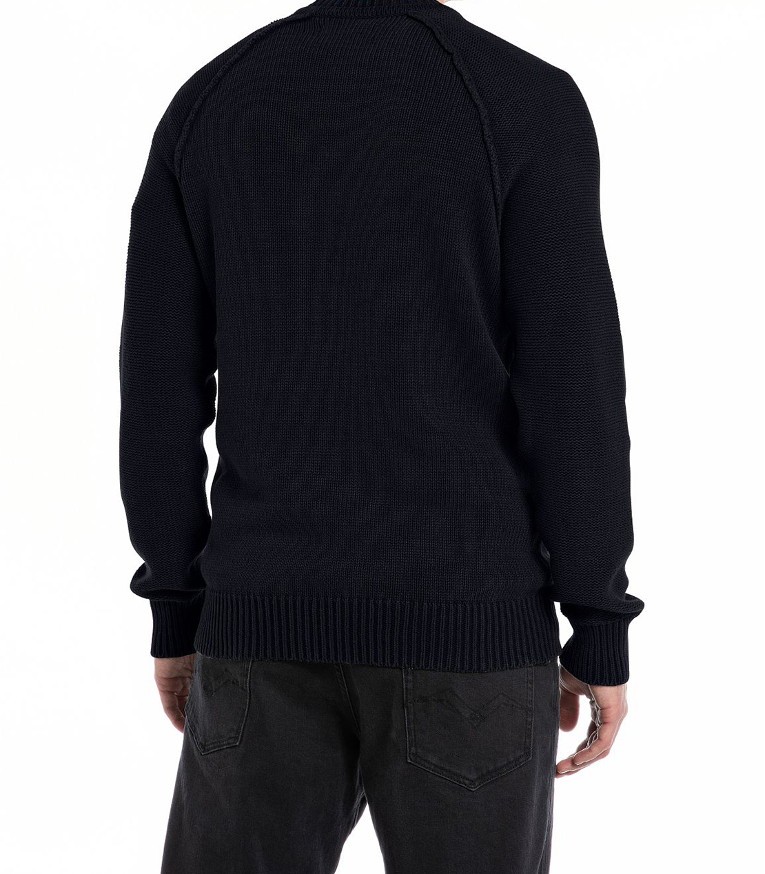 コットンウォッシュラグランスリーブセーター 詳細画像 ブラック 2